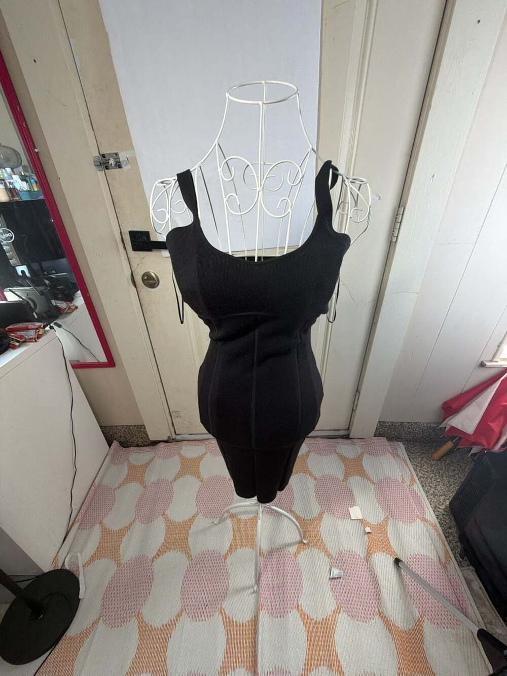 Intempo Black Ribbed Bodycon Midi Dress Size S